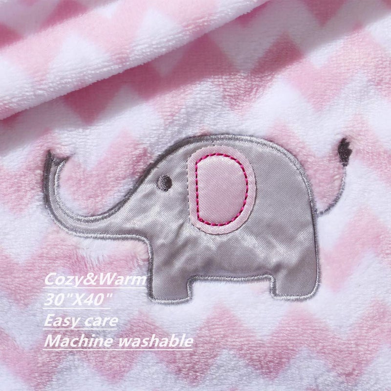 CREVENT 30X40 Cute Silky Plush Baby Blanket for Girls Infants Toddlers Newborns Crib Cot Stroller, Giftable Suitable for Summer Spring - Pink Elephant - Image 4