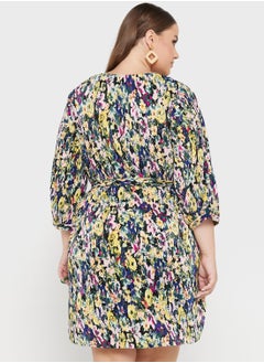 Vero Moda Curve Belted Puff Sleeve Plisse Dress  - Image 2