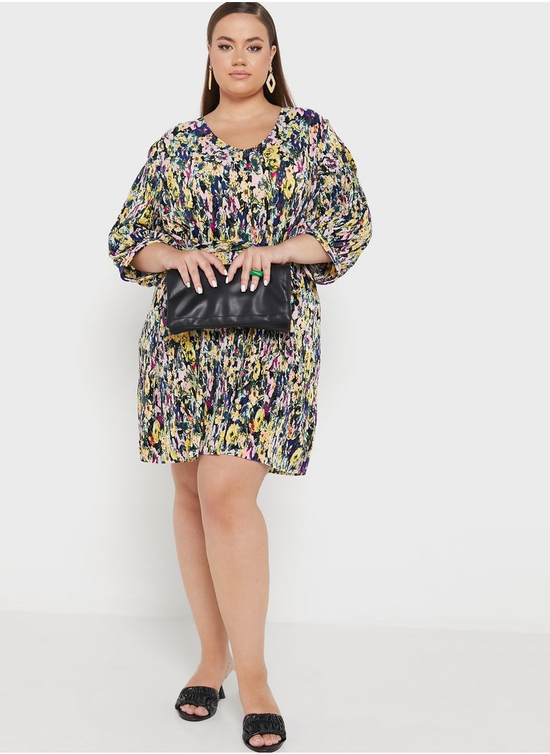 Vero Moda Curve Belted Puff Sleeve Plisse Dress  - Image 4