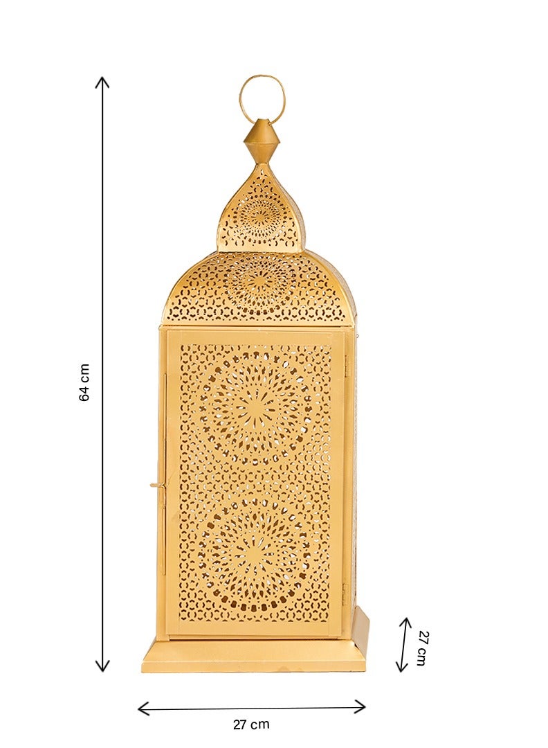 Hilalful HilalFul Handmade Chakra Large Golden Decorative Candle Holder Lantern | For Home Decor in Eid, Ramadan, Wedding | Living Room, Bedroom, Indoor, Outdoor Decoration | Islamic Themed | Moroccan  - Image 2
