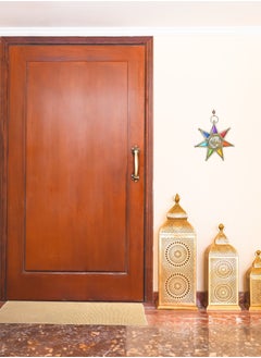 Hilalful HilalFul Handmade Chakra Large Golden Decorative Candle Holder Lantern | For Home Decor in Eid, Ramadan, Wedding | Living Room, Bedroom, Indoor, Outdoor Decoration | Islamic Themed | Moroccan  - Image 3