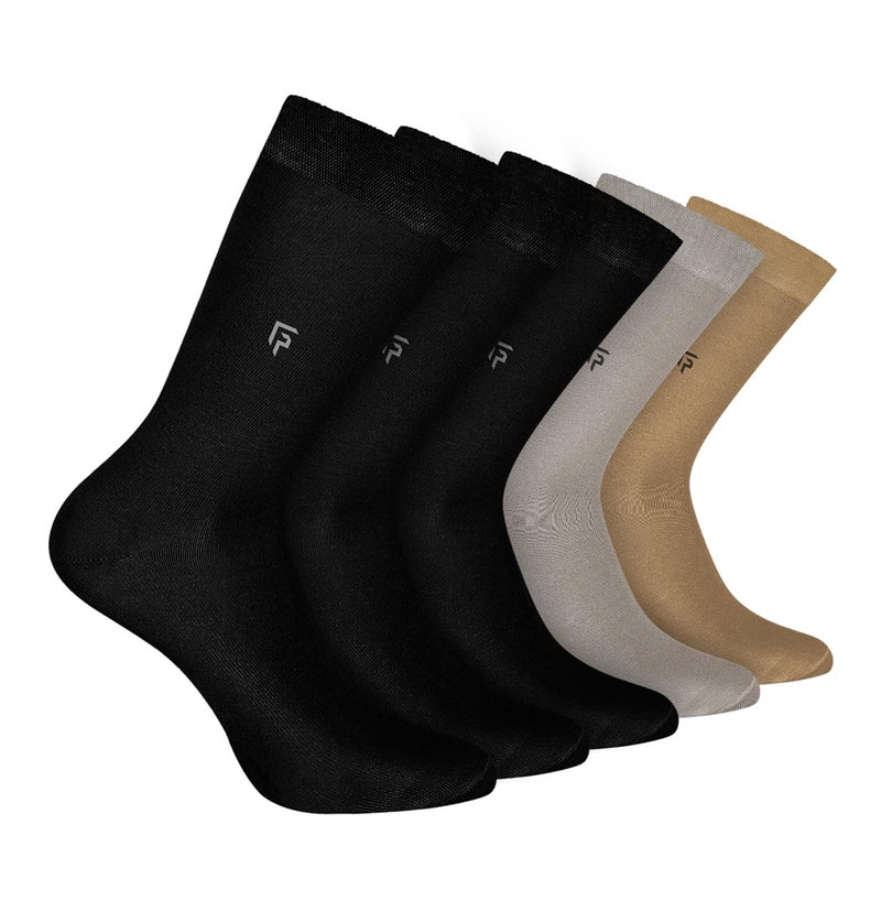 FOOTPRINTS Organic Cotton Bamboo Men's Formal Socks Pack of 5 | 2 Black, 1 Grey & 1 White - Image 1