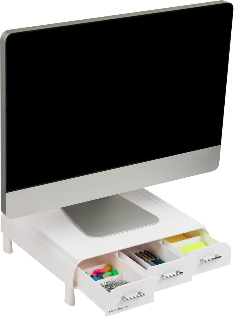 Mind Reader PC, Laptop, IMAC Monitor Stand and Desk Organizer, White - Image 1
