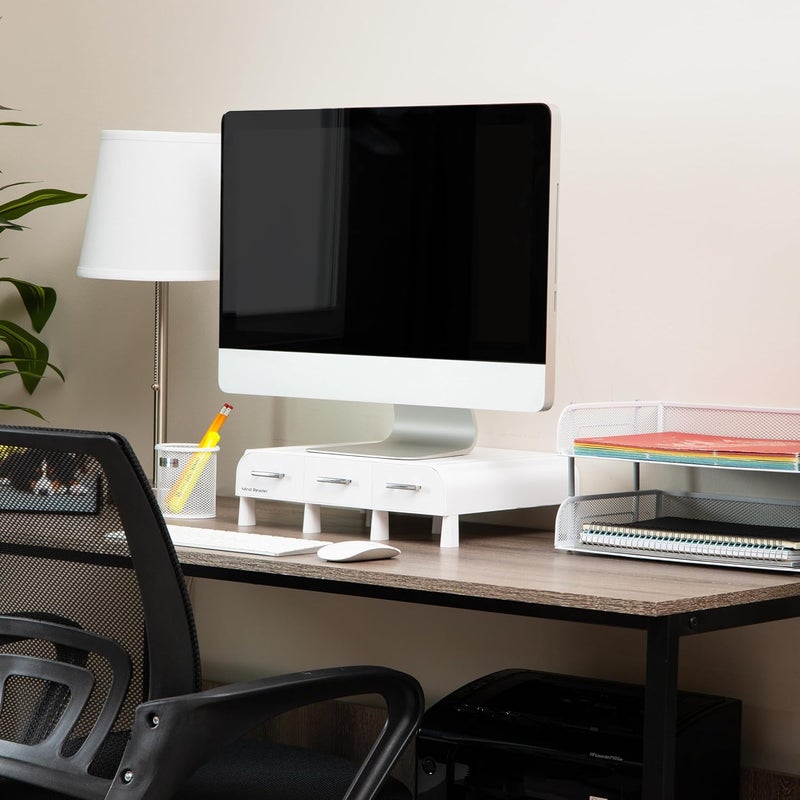 Mind Reader PC, Laptop, IMAC Monitor Stand and Desk Organizer, White - Image 2