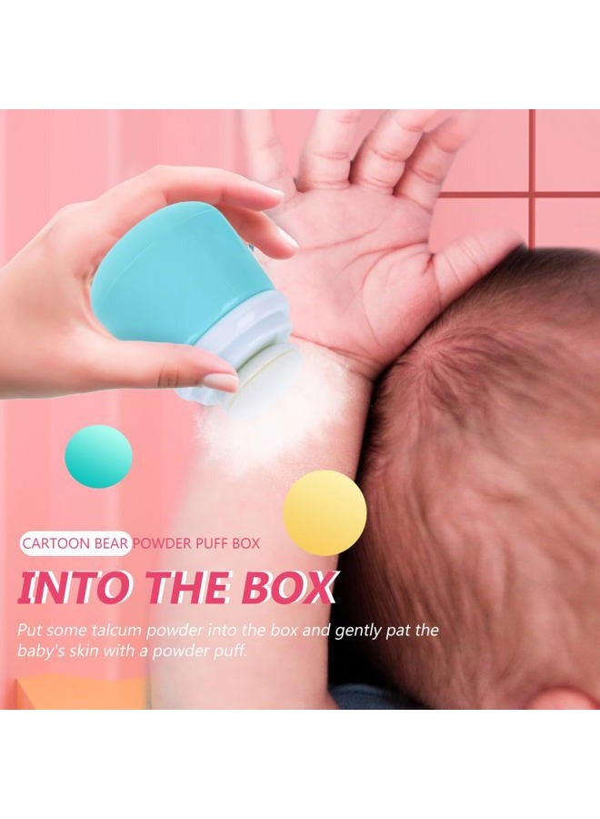 OSALADI Baby Powder Bottle: Cartoon Bear Powder Puff Box, Infant Loose Powder Box with Puff, Talcum Powder Container, Portable Powder Dispenser for Kids (Blue) - Image 5