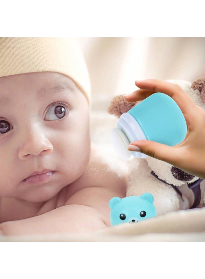 OSALADI Baby Powder Bottle: Cartoon Bear Powder Puff Box, Infant Loose Powder Box with Puff, Talcum Powder Container, Portable Powder Dispenser for Kids (Blue) - Image 4
