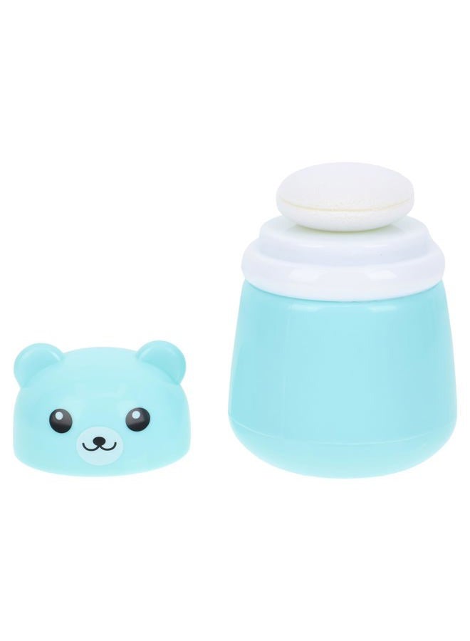 OSALADI Baby Powder Bottle: Cartoon Bear Powder Puff Box, Infant Loose Powder Box with Puff, Talcum Powder Container, Portable Powder Dispenser for Kids (Blue) - Image 1