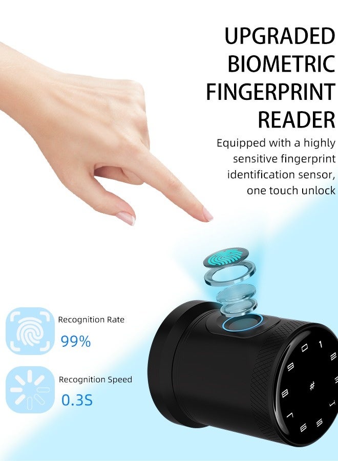 Smart Door Lock Smart Lock, Smart Biometric Door Knob with Voice Function, Aluminum Alloy Smart Door Knob with 5 Ways to Unlock (TTlock App/IC Card/Fingerprint/Password/Keys) for Entry Gate/Bedroom/Office ,Black - Image 3