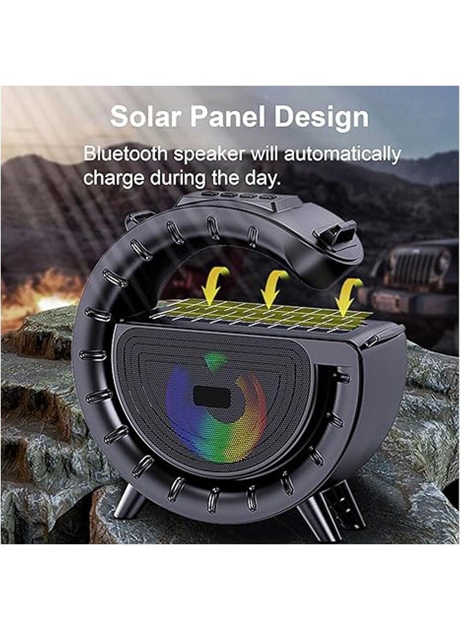 General - Solar Bluetooth Speaker, Portable G-Shape Radio Speaker Stand, FM/TF Card Radio, 1200 mAh Battery-Powered Wireless Speaker with LED Light for Indoor Party - Image 1
