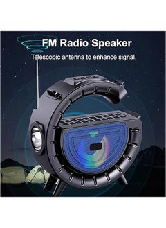 General Solar Bluetooth Speaker, Portable G-Shape Radio Speaker Stand, FM/TF Card Radio, 1200 mAh Battery-Powered Wireless Speaker with LED Light for Indoor Party  - Image 5