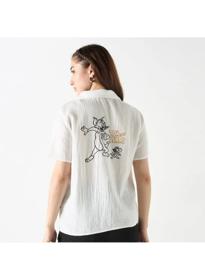 SP Characters Tom and Jerry Embroidered Shirt with Short Sleeves