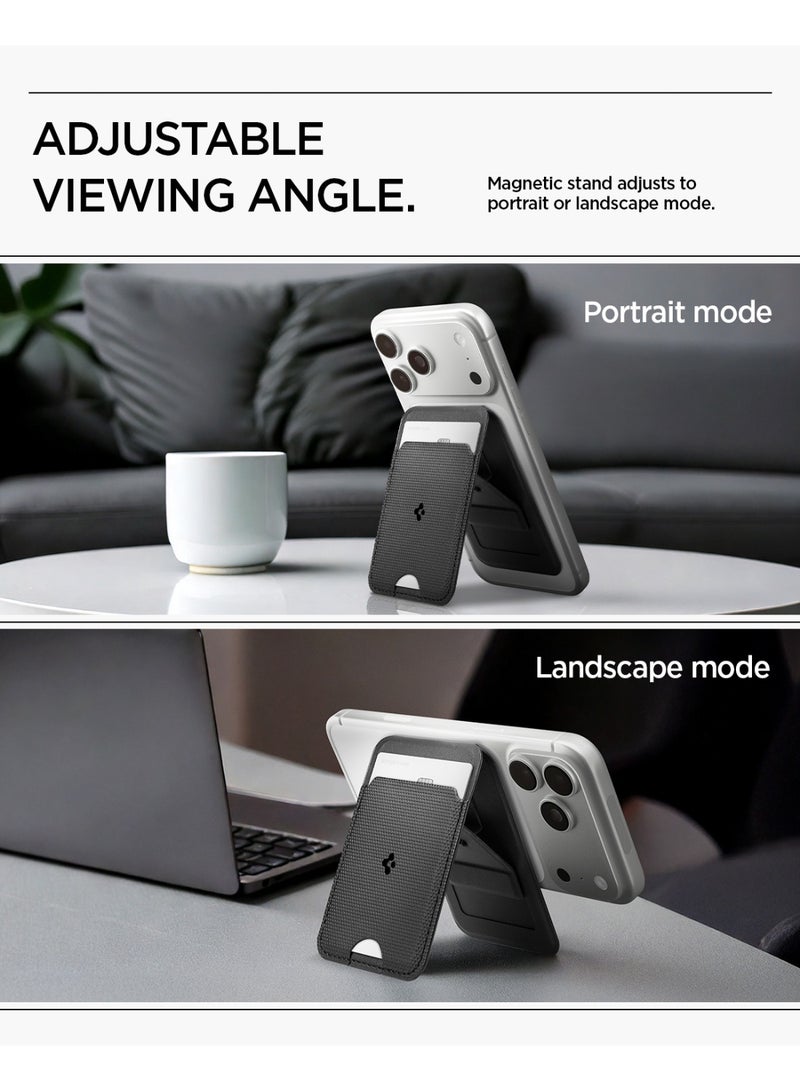 Spigen Slim Fold (MagFit) Magnetic Wallet Card Holder [1 Card Stand] MagSafe Compatible with iPhone 17/16/15/14/13/12 Series, Pixel 10 Pixelsnap & MagSafe Cases – Black 1-Card - Image 3