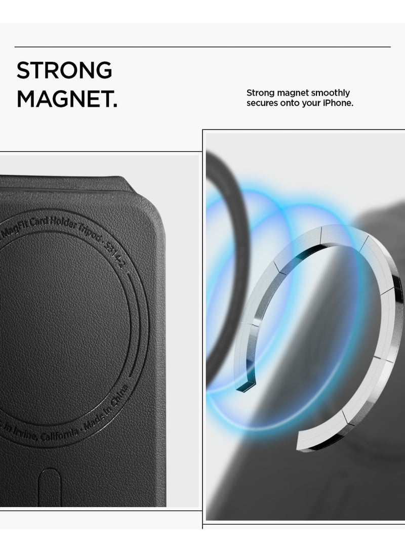 Spigen Slim Fold (MagFit) Magnetic Wallet Card Holder [1 Card Stand] MagSafe Compatible with iPhone 17/16/15/14/13/12 Series, Pixel 10 Pixelsnap & MagSafe Cases – Black 1-Card - Image 4