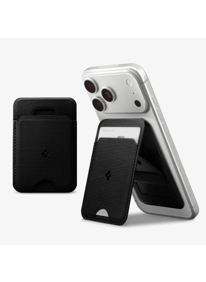 Spigen Slim Fold (MagFit) Magnetic Wallet Card Holder [1 Card Stand] MagSafe Compatible with iPhone 17/16/15/14/13/12 Series, Pixel 10 Pixelsnap & MagSafe Cases – Black 1-Card - Image 1