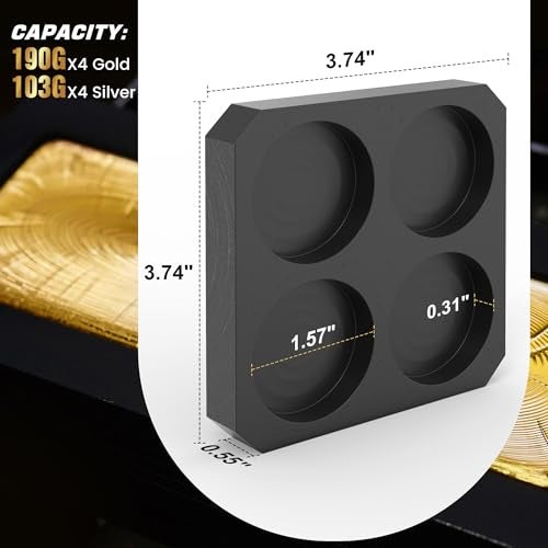 Molten Masters MMasters 4-Round Premium Graphite Ingot Mold for Metal Casting - High-Purity Material for Gold, Silver, Aluminum, Copper, and Brass - Heat Resistant up to 1800℃/3272℉ - Image 2