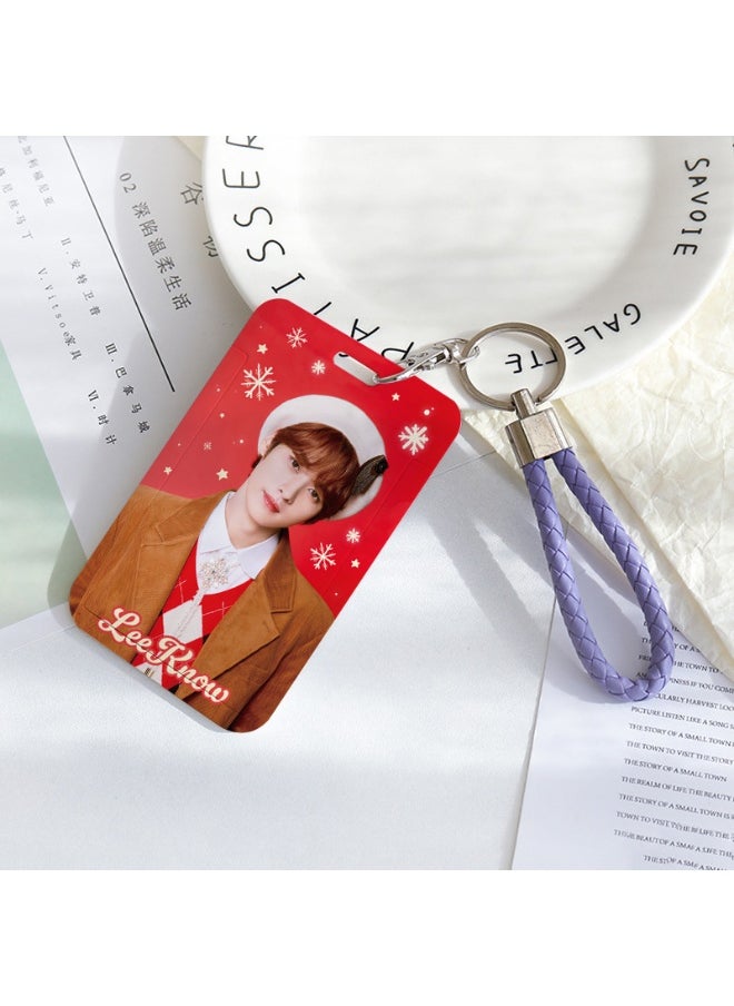 NIBEMINENT 1 - Piece STRAYKIDS Kpop Photo Card Holder Pendant Key Chain ID Badge Holder ID Card Holder Photo Card Protector for School ID Office ID Access Card for Women Girls 