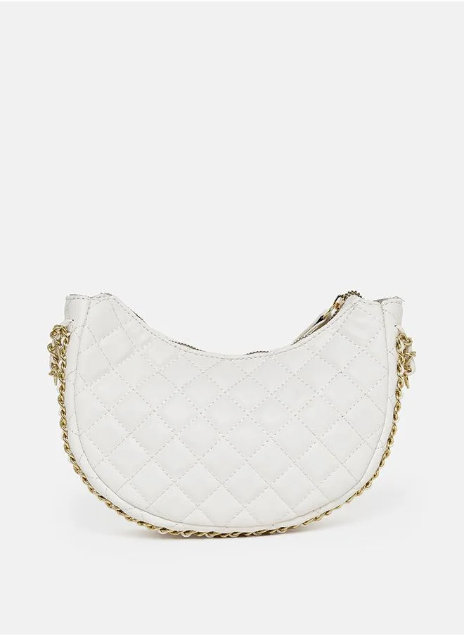 Styli Textured Crossbody Bag with Chain Accent