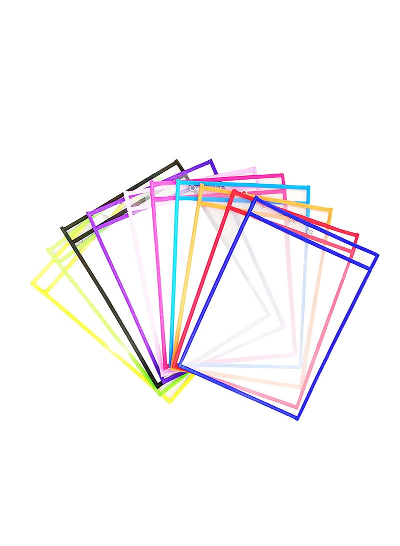 CMGTYYD CMGTYYD Dry-Erase Pockets Clear Reusable Plastic Sleeves Olefu Assorted Colors Special Design Waterproof Pocket for Classroom, School, Office, Home for Teachers, Students, Home, Offices and More.  - Image 1