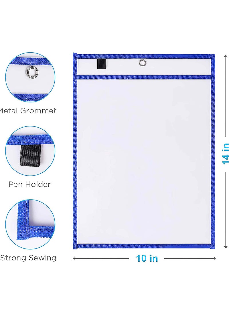 CMGTYYD CMGTYYD Dry-Erase Pockets Clear Reusable Plastic Sleeves Olefu Assorted Colors Special Design Waterproof Pocket for Classroom, School, Office, Home for Teachers, Students, Home, Offices and More.  - Image 3