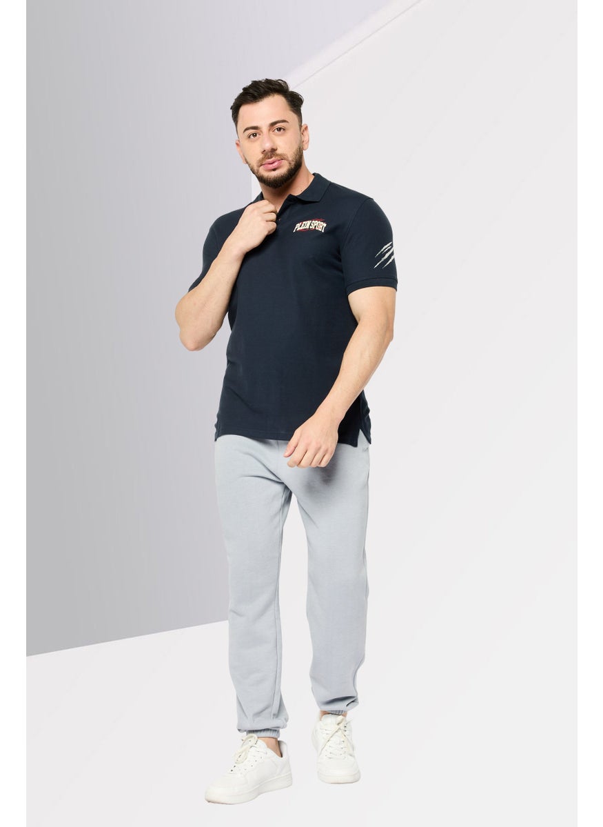 Plein Sport - Men Sportswear Fit Short Sleeves Outdoor Polo, Navy - Image 1