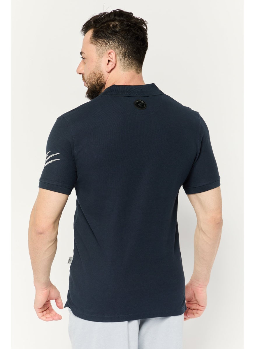 Plein Sport - Men Sportswear Fit Short Sleeves Outdoor Polo, Navy - Image 1