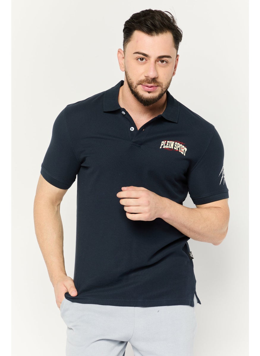 Plein Sport - Men Sportswear Fit Short Sleeves Outdoor Polo, Navy - Image 1