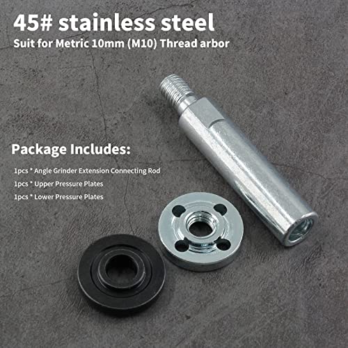 Rierdge Angle Grinder Extension Shaft Connecting Rod, M10 Thread Hole 80mm Extension Shaft Stainless Steel Rotary Extension Shaft for 100 Type Angle Grinder, 3 Pcs - Image 4