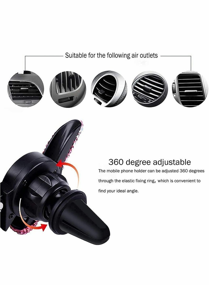 KASTWAVE Bling Car Phone Holder Mini Car Dash Air Vent Automatic Phone Mount Universal, 360°Adjustable and Stable Triangle Support, Crystal Auto Car Stand Phone Holder Accessories for Women and Girls (Pink) - Image 3