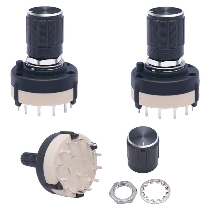 Taiss 3pcs Rotary Switch RS26 1P12T Band Switch Band Channel Rotary Selector Switch 1 Pole 12 Position Single Wafer Band Selector Rotary Switch + 3pcs knob - Image 1