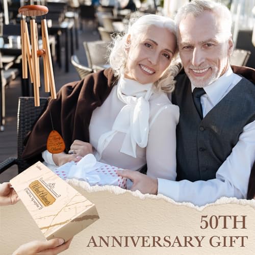 Leebbsin 50th Wedding Anniversary Wind Chime Happy 50th Anniversary Romantic Gifts for Couple Parents Wife Husband Friends Golden Anniversarys Keepsake Gifts IdeasLarge 36 - Image 3