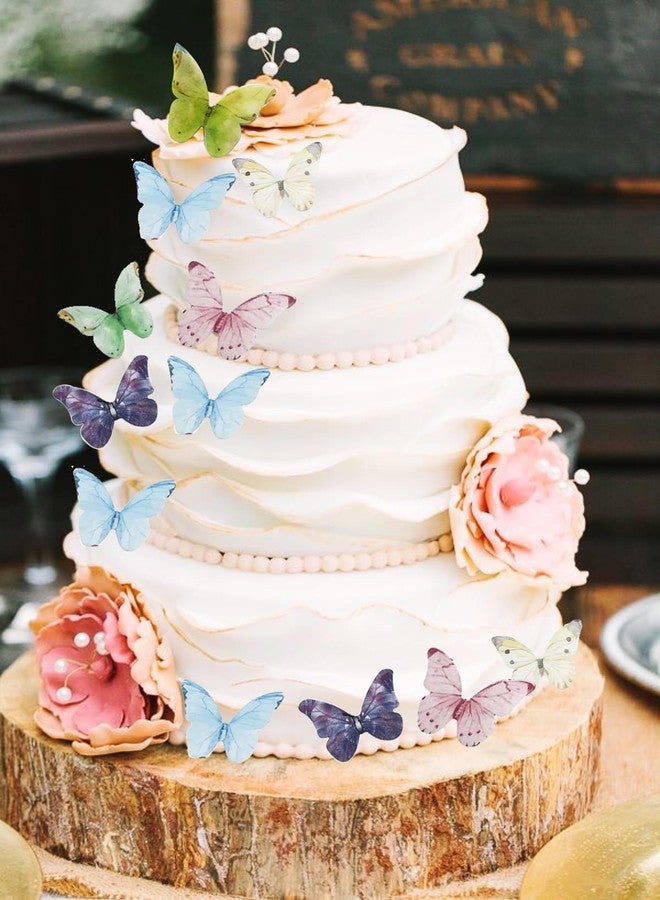 KOOTIPS Edible Wafer Paper Butterflies Set of 48 Purple Pink Colorful Cake Decorations, Cupcake Topper Mixed Color (48pcs) - Image 5