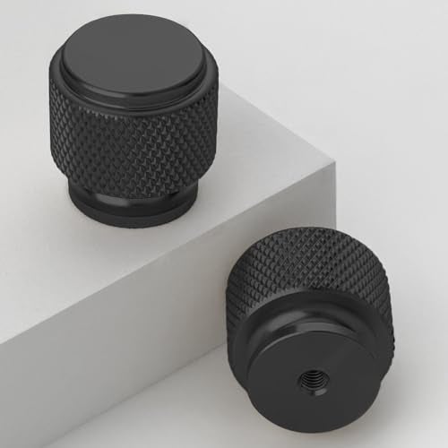 Gutuwellea 6 Pack 1" Cabinet Knob Aluminum Knob for Drawer Pulls Black Oxidation Finish with Diamond Pattern - Image 1