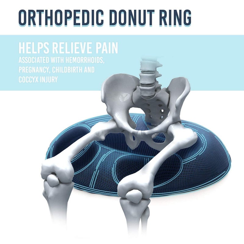 Backfit ® Donut Ring Pillow Cushion for Piles Haemorrhoid Coccyx Sciatica Tailbone Back Pain Fistula Prostate Post Natal Pain Relief Chair (Dark Blue) - Image 3