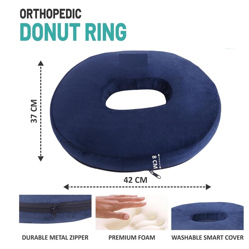 Backfit ® Donut Ring Pillow Cushion for Piles Haemorrhoid Coccyx Sciatica Tailbone Back Pain Fistula Prostate Post Natal Pain Relief Chair (Dark Blue) - Image 5
