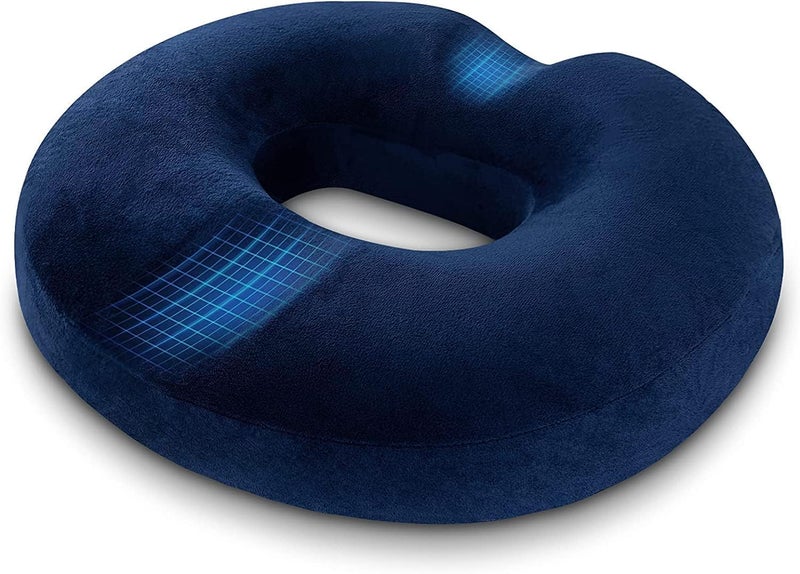 Backfit ® Donut Ring Pillow Cushion for Piles Haemorrhoid Coccyx Sciatica Tailbone Back Pain Fistula Prostate Post Natal Pain Relief Chair (Dark Blue) - Image 1