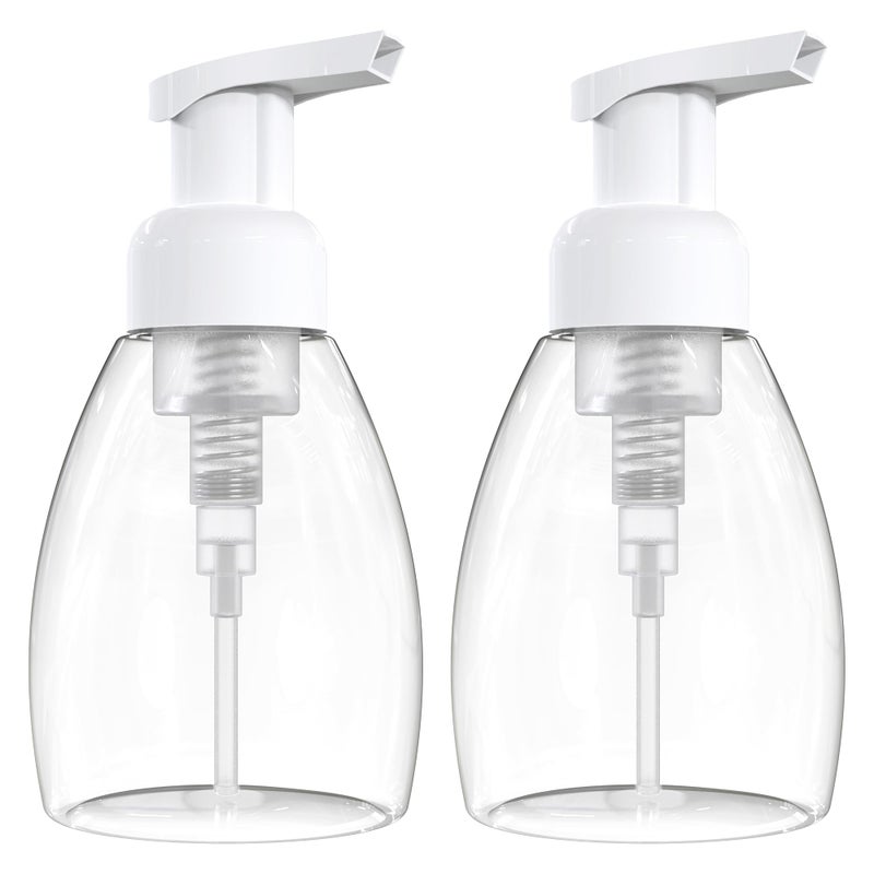 BRIGHTFROM Foaming Soap Dispenser Pump Bottles, BPA Free Empty Refillable Plastic Container for Liquid Soap - Kitchen, Bathroom, Commercial - 8oz (250ml) Pack of 2 Clear - Image 1