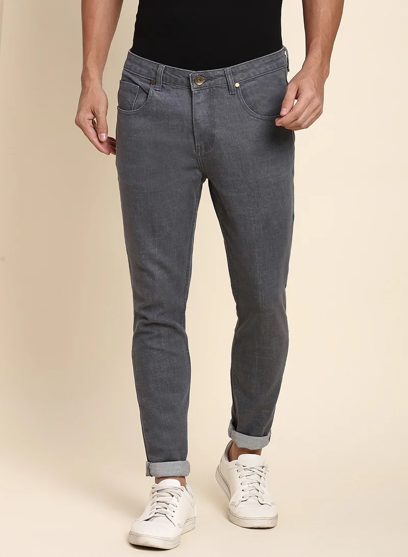 Dennis Lingo Slim Fit Grey Men's Jeans with Button & Zip Closure