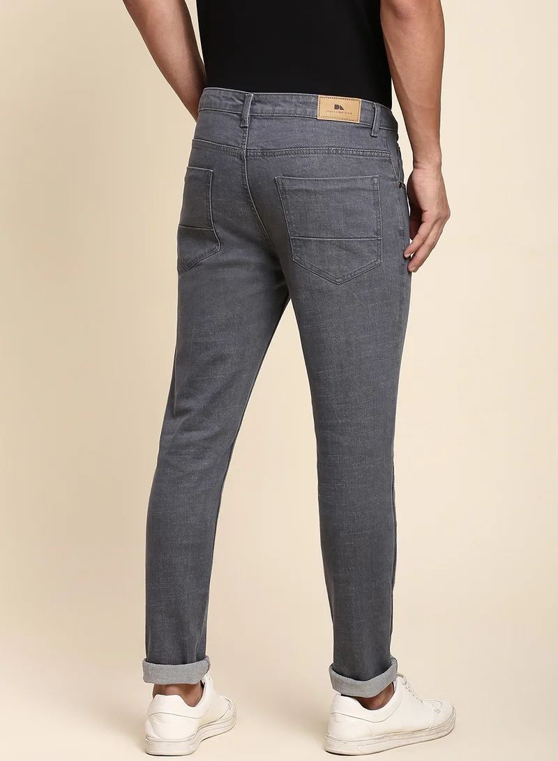 Dennis Lingo Slim Fit Grey Men's Jeans with Button & Zip Closure