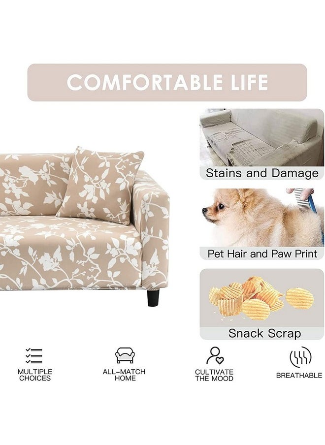 HOUSE OF QUIRK House of Quirk Universal Double Seater Sofa Cover Big Elasticity Cover for Couch Flexible 140 GSM Sofa Slipcover (Cream/White Flower, 145-185cm)  - Image 4