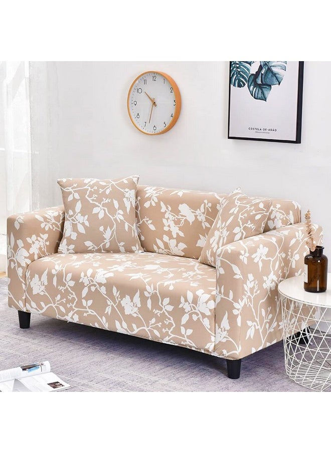 HOUSE OF QUIRK House of Quirk Universal Double Seater Sofa Cover Big Elasticity Cover for Couch Flexible 140 GSM Sofa Slipcover (Cream/White Flower, 145-185cm)  - Image 2