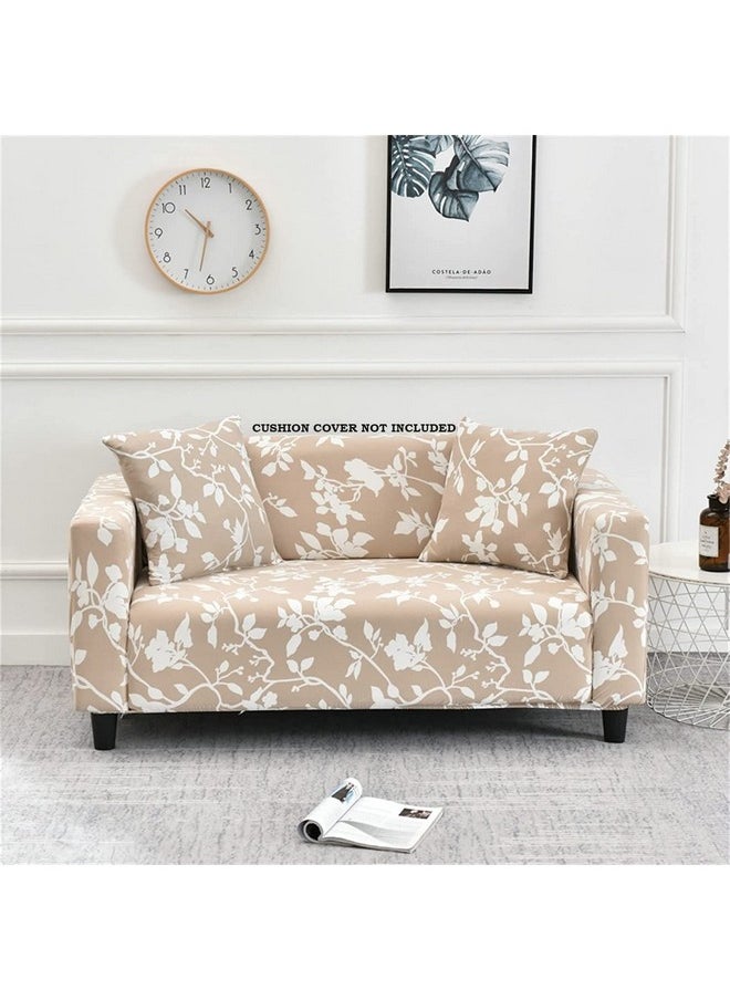 HOUSE OF QUIRK House of Quirk Universal Double Seater Sofa Cover Big Elasticity Cover for Couch Flexible 140 GSM Sofa Slipcover (Cream/White Flower, 145-185cm)  - Image 1