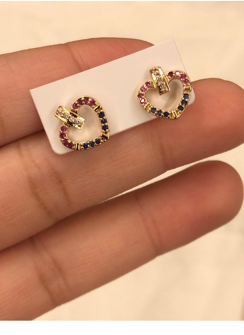 sixtyfour - 18k Gold Plated Multicolor Earrings For Women - Image 1