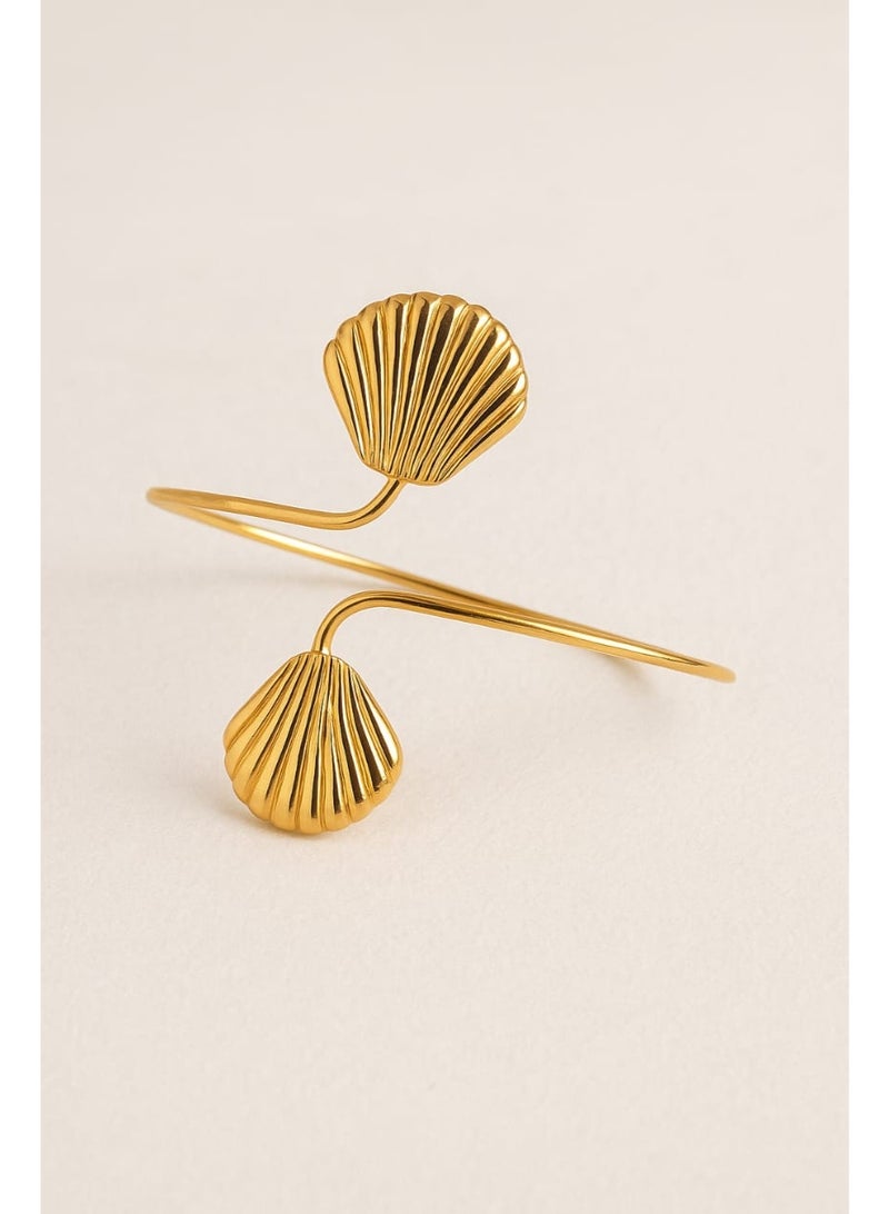 FLUFFY Elegant Gold Shell Arm Cuff Bracelet - Image 2