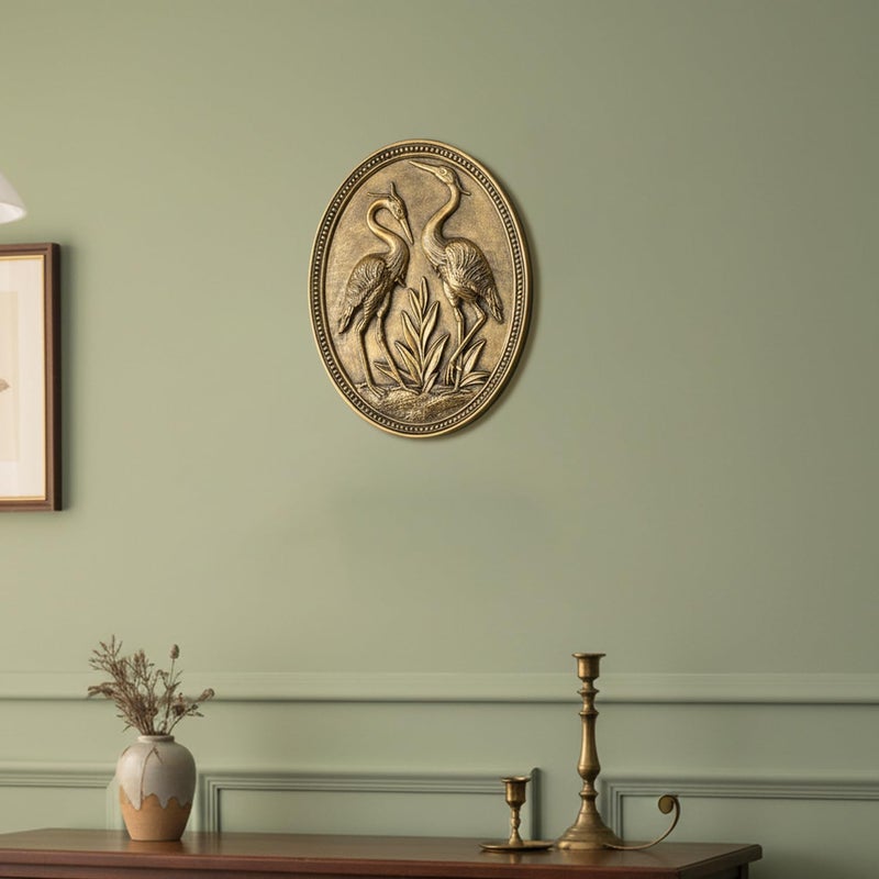 Newinhome Vintage Crane Wall Sculpture, Antique Wall Decor, Crane Wall Art, Hand Painted Wall Decoration with Embossed Couple Birds Design, Vintage Wall Decor for Living Room Bedroom Dining Room Hallway, Housewarming Gifts - Image 4