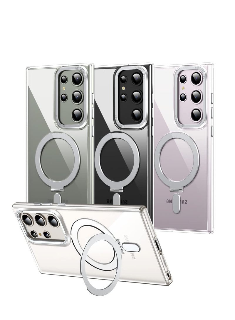 Slim Shockproof Clear Case with Kickstand for Samsung Galaxy S23 Ultra - MagSafe & Wireless Charging Compatible - Image 1