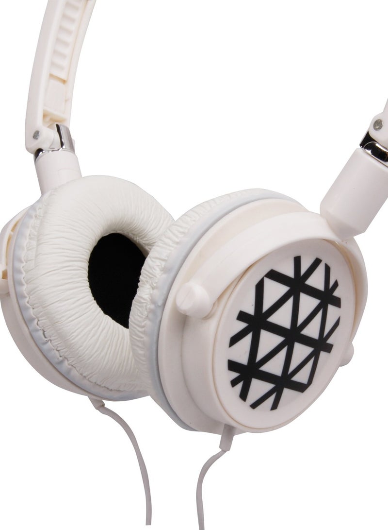 Biggdesign BiggSound On-Ear Wired Headphones, White Color, Patterned, Rotating Heads, Noise Reduction Feature, Deep Bass Feature  - Image 3