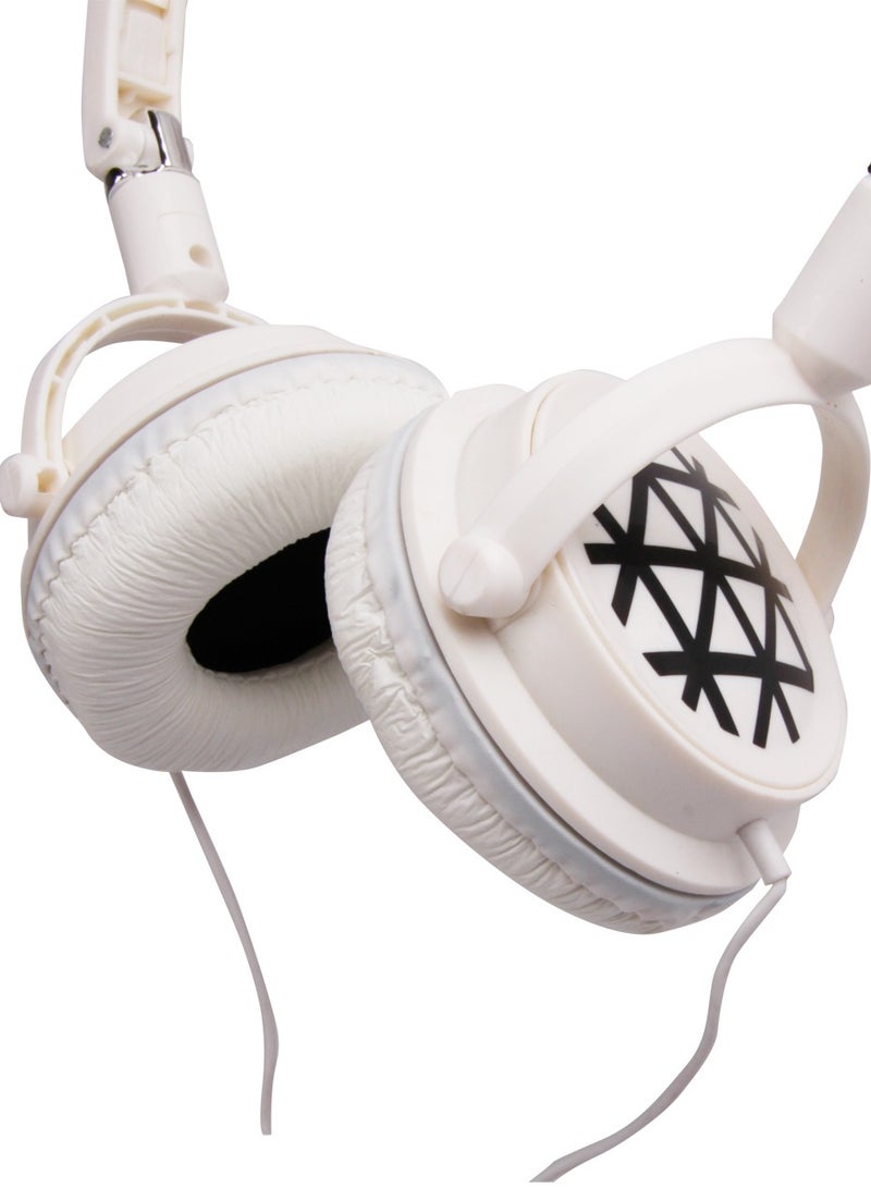 Biggdesign BiggSound On-Ear Wired Headphones, White Color, Patterned, Rotating Heads, Noise Reduction Feature, Deep Bass Feature  - Image 5