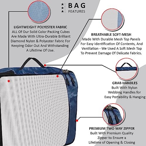 OxbOw Travel Organizer Pouch, Packing Cubes For Travel, Cloth Organizer For Travel, Suitcase Organizer For Travelling, Packing Bags For Travelling (Navy Blue, Large- Pack of 4) - Image 3