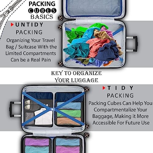 OxbOw Travel Organizer Pouch, Packing Cubes For Travel, Cloth Organizer For Travel, Suitcase Organizer For Travelling, Packing Bags For Travelling (Navy Blue, Large- Pack of 4) - Image 4