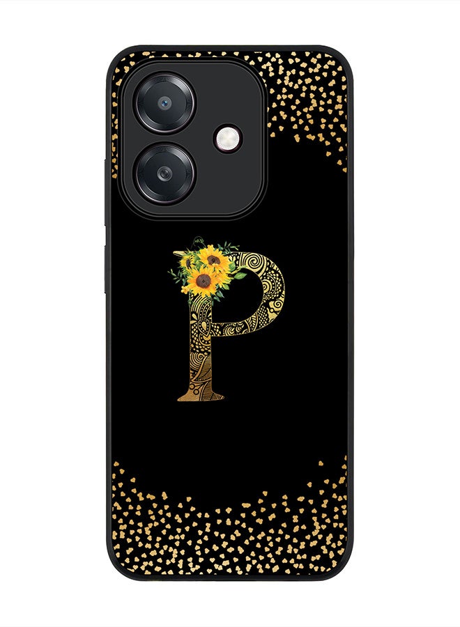 Stylizedd For Oppo A5i Case,Slim fit Camera Protection, Shockproof Thin Phone cover  - Custom Floral Monogram - P ( Black )